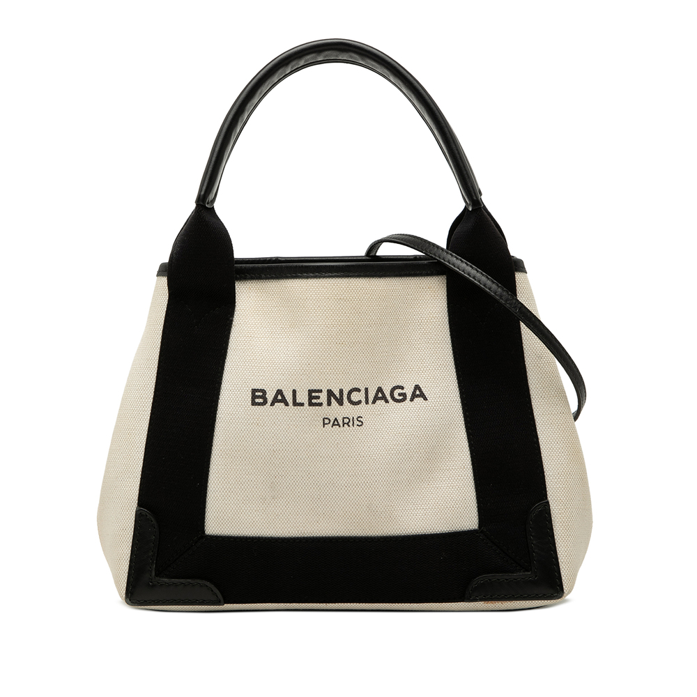 Pre-Loved Balenciaga Canvas Navy Cabas Satchel XS